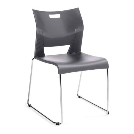 Gec Global Armless Molded Stacking Chair with Sled Base - Plastic - Shadow- Duet Series 6621CH-SHW